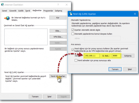 Proxy Ayarları İçin Yapılacak Olan İşlemler